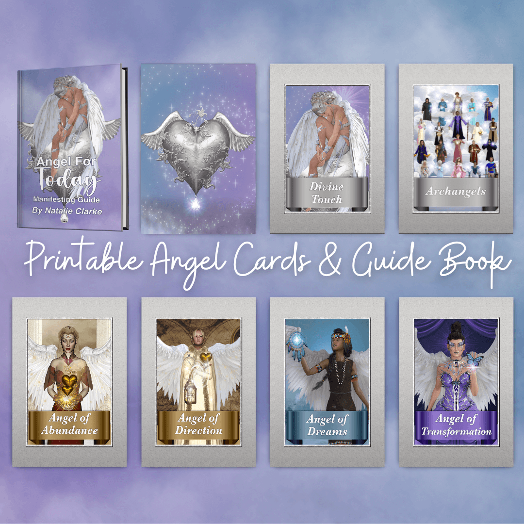 Angel For Today Printable Cards & Manifesting Guide - "In 2016, while meditating in the pool, I was warned that the world was going to become a very dark place. Afterwards, I was surprised to find a white feather on my lap. Since then, it has been my goal
