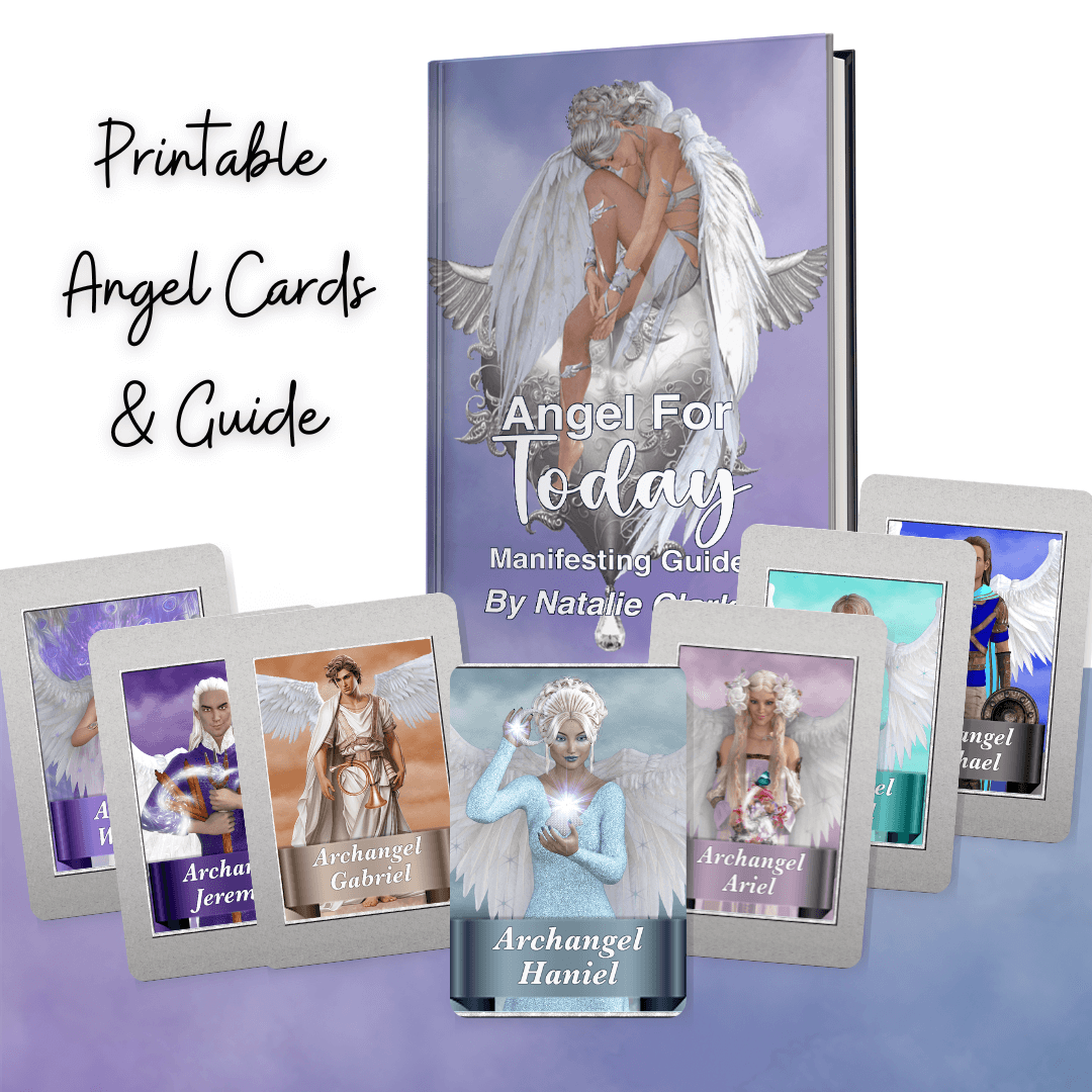 Angel For Today Printable Cards & Manifesting Guide - "In 2016, while meditating in the pool, I was warned that the world was going to become a very dark place. Afterwards, I was surprised to find a white feather on my lap. Since then, it has been my goal