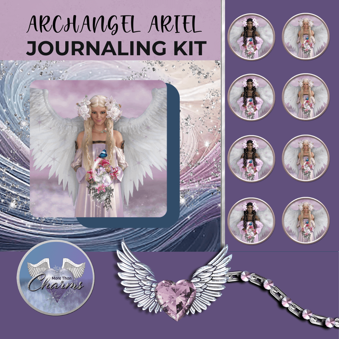 Archangel Ariel Journaling Kit - Tags, Embellishments, Cards, Envelopes & Background Papers - A beautifully crafted journaling set inspired by Archangel Ariel, focusing on nature, abundance, and manifestation. The set includes cards, envelopes, elements,