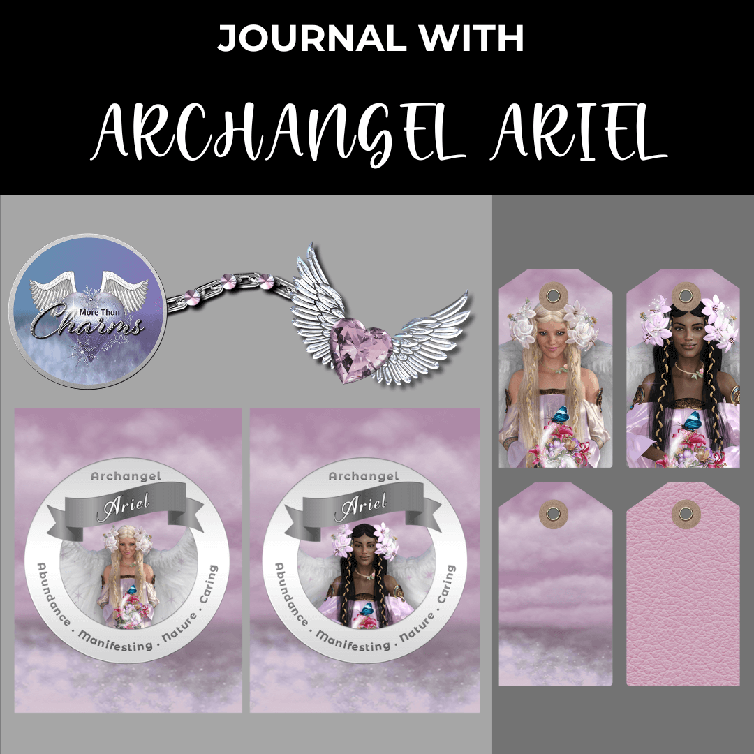 Archangel Ariel Journaling Kit - Tags, Embellishments, Cards, Envelopes & Background Papers - A beautifully crafted journaling set inspired by Archangel Ariel, focusing on nature, abundance, and manifestation. The set includes cards, envelopes, elements,