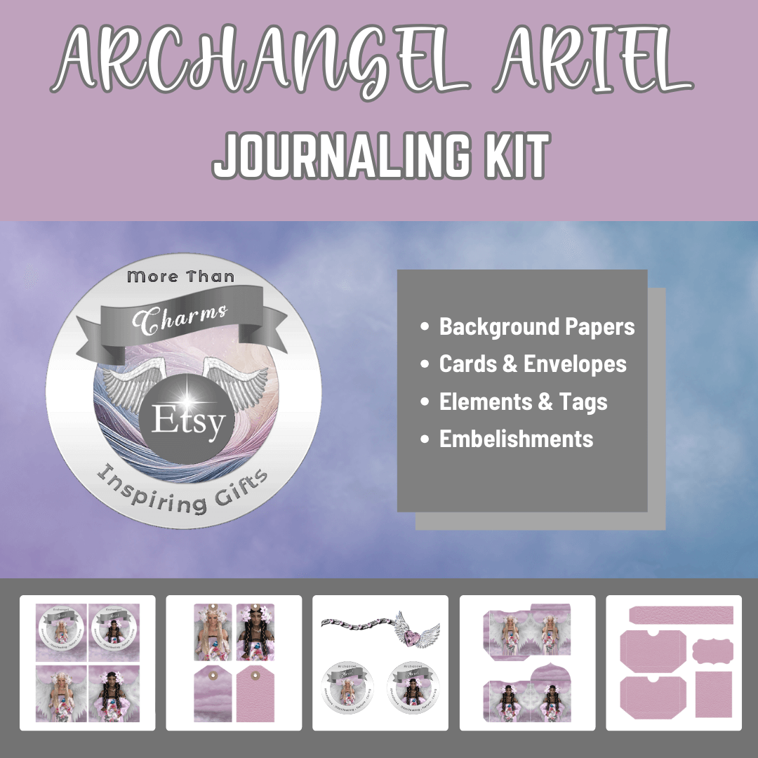 Archangel Ariel Journaling Kit - Tags, Embellishments, Cards, Envelopes & Background Papers - A beautifully crafted journaling set inspired by Archangel Ariel, focusing on nature, abundance, and manifestation. The set includes cards, envelopes, elements,