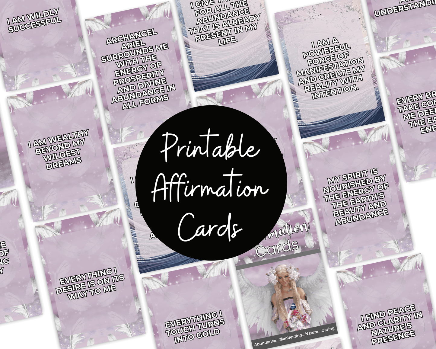 Archangel Ariel Printable Charm Cards - Unlock the power of abundance and manifest your desires with Archangel Ariel Affirmation Cards! Each card in this beautifully crafted collection is a divine reminder of the natural flow of prosperity, healing, and l
