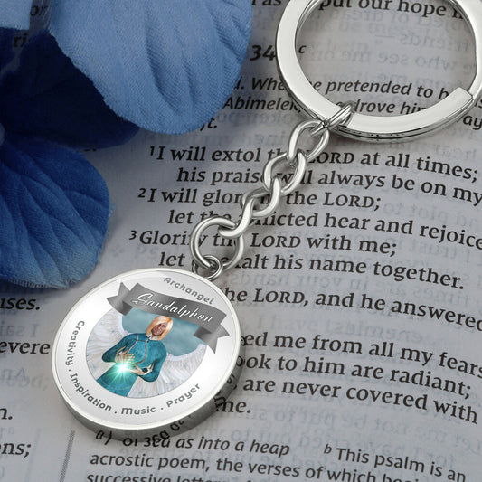 Archangel Sandalphon - Charm Keychain For Creativity, Inspiration, Music & Prayer ShineOn Fulfillment