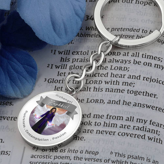 Archangel Zaphkiel - Charm Keychain For Awareness, Contemplation & Passion ShineOn Fulfillment