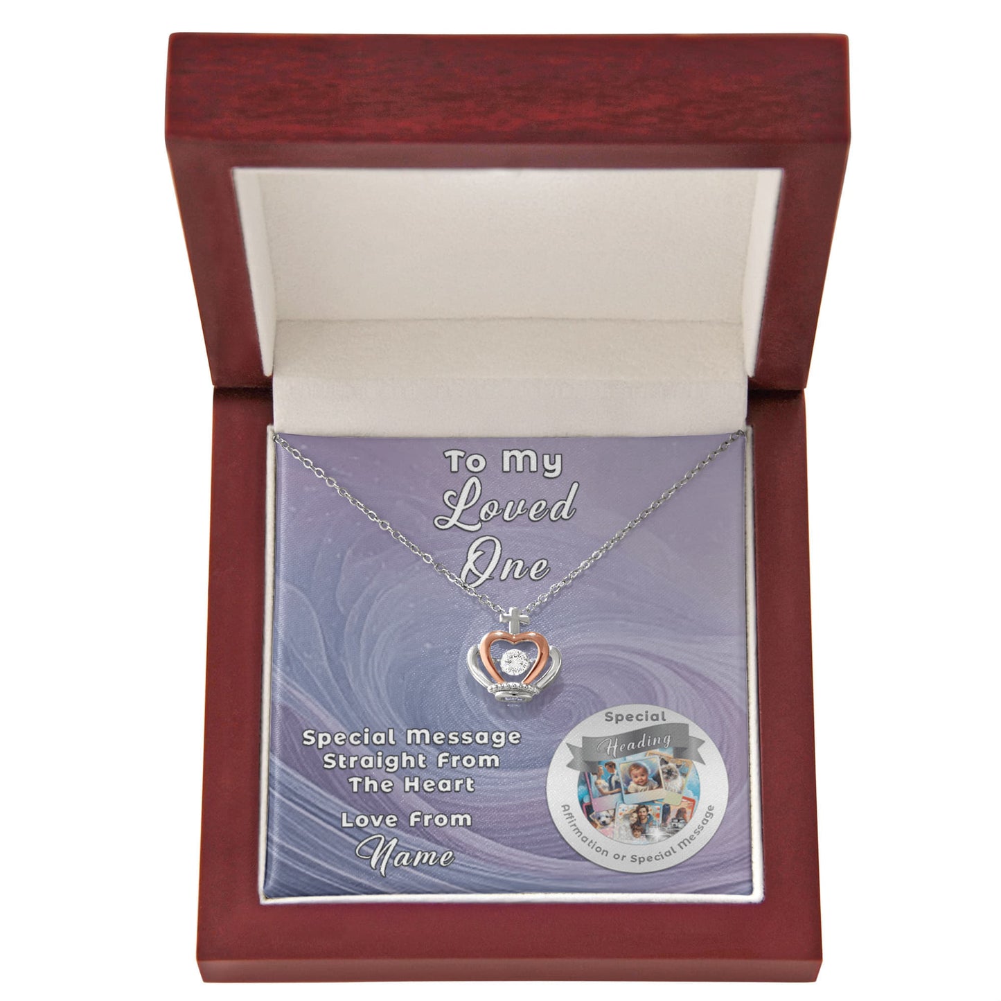 Crown Necklace with Custom Designed Message Card ShineOn Fulfillment