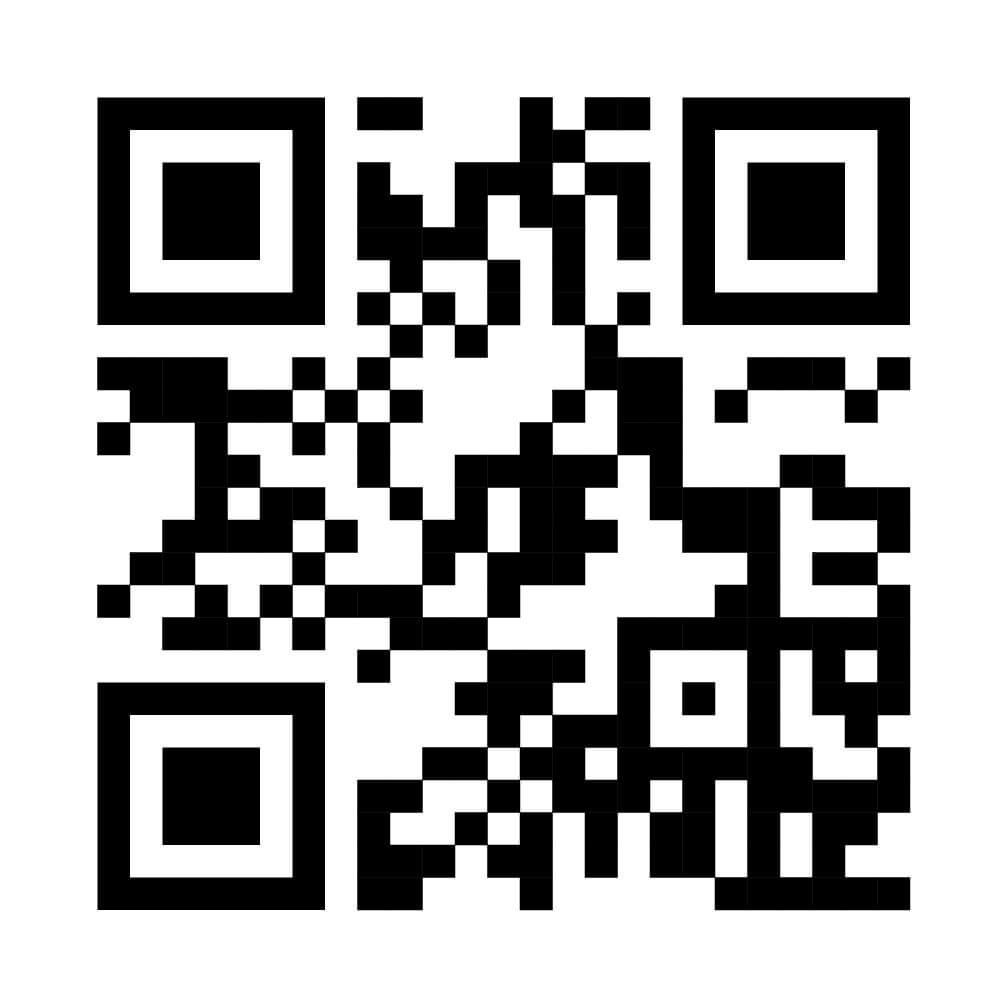 Black and white QR code on a white background
