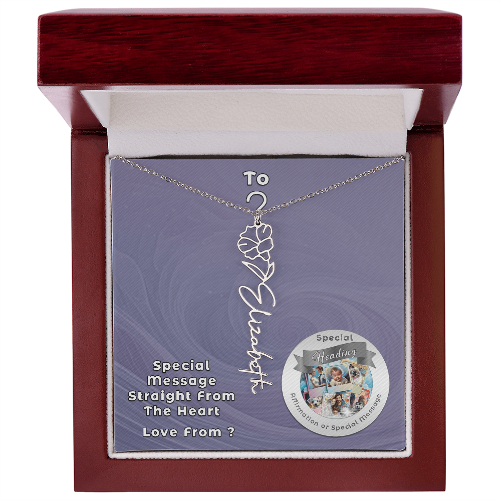 Flower Name Necklace with Custom Designed Message Card ShineOn Fulfillment