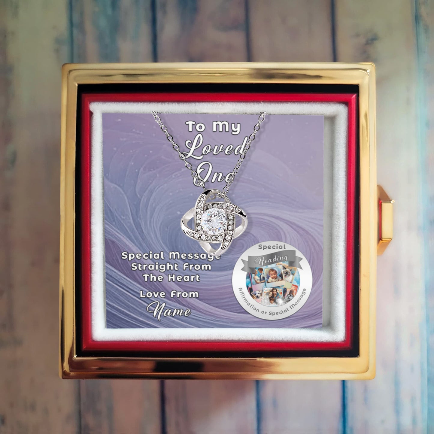 Love Knot Necklace with Custom Designed Message Card in Rose Gift Box ShineOn Fulfillment