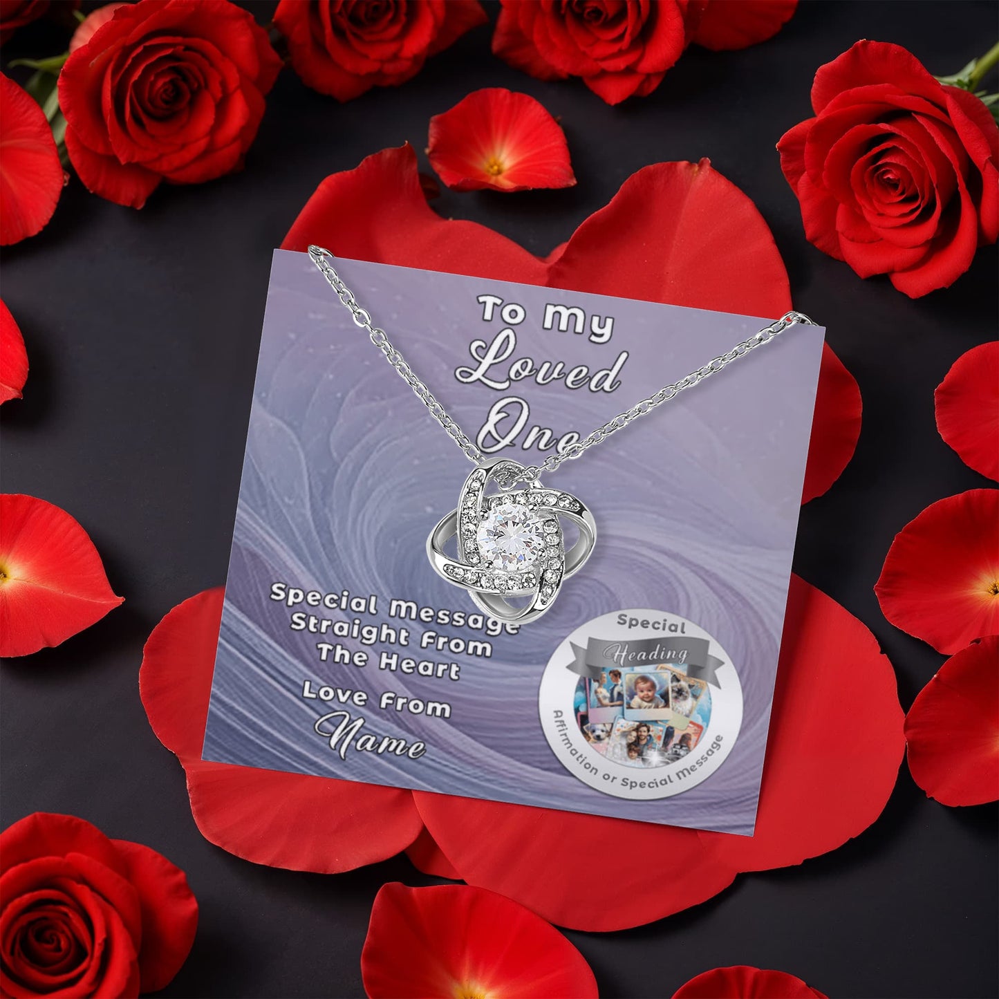 Love Knot Necklace with Custom Designed Message Card in Rose Gift Box ShineOn Fulfillment