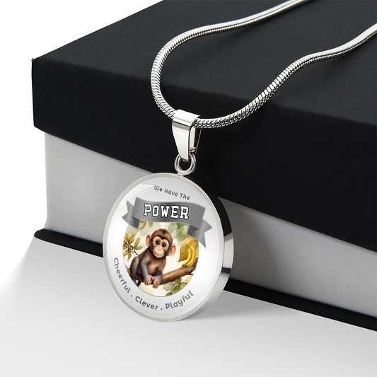 Monkey - Power Animal Charm Necklace - Cheerful Clever Playful ShineOn Fulfillment