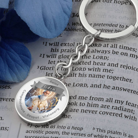 Saint Aiden Charm Keychain- Compassion, Devout & Visionary ShineOn Fulfillment