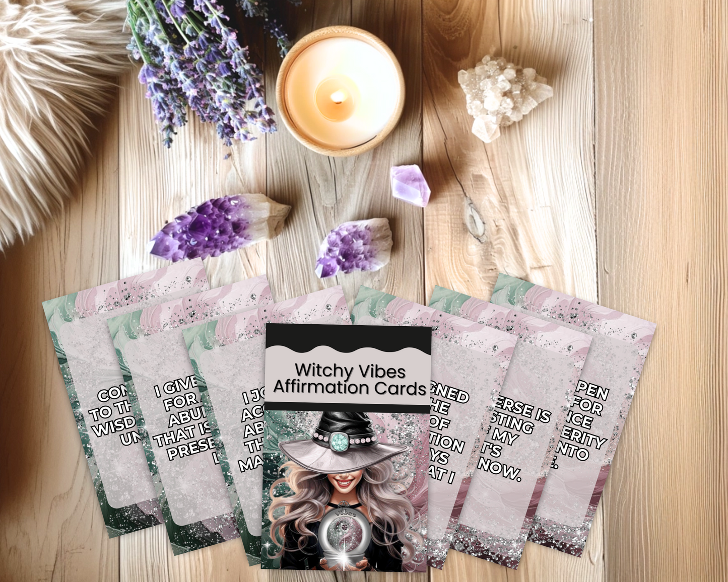 Witchy Vibes Printable Charm Cards - Unleash the magic of the Universe with Witchy Vibes Affirmation Cards! Each card is crafted to infuse your practice with enchanting energies and powerful affirmations. Perfect for invoking strength, transformation, and