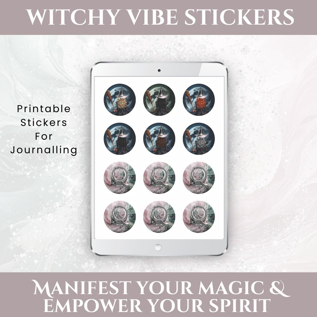 Witchy Vibes Printable Stickers - Printable Stickers: Add Sparkle to Your World! Bring enchantment to your creative projects with Witchy Vibes Printable Stickers! Straight from the Universe, this mystical collection is here to transform your world into a