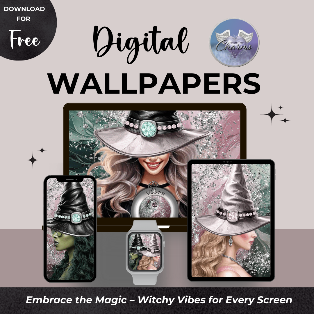 Witchy Vibes Wallpapers (FREE) - Embrace the Enchantment Transform your screens into a mystical celebration with our exclusive Witchy Vibes Digital Wallpapers. Featuring a captivating design of an enchanting witch holding a glowing orb with swirling magic