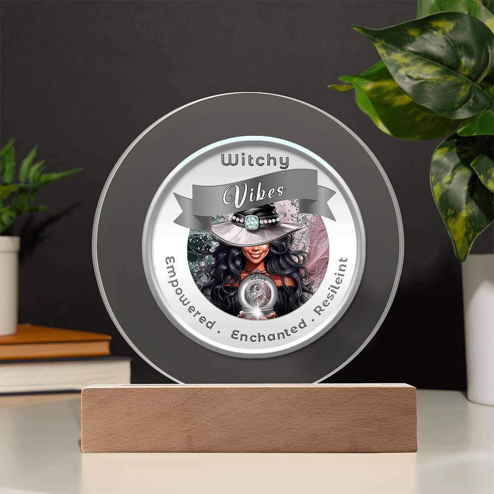 USB Circle Acrylic LED Light - Witchy Vibes - Dark