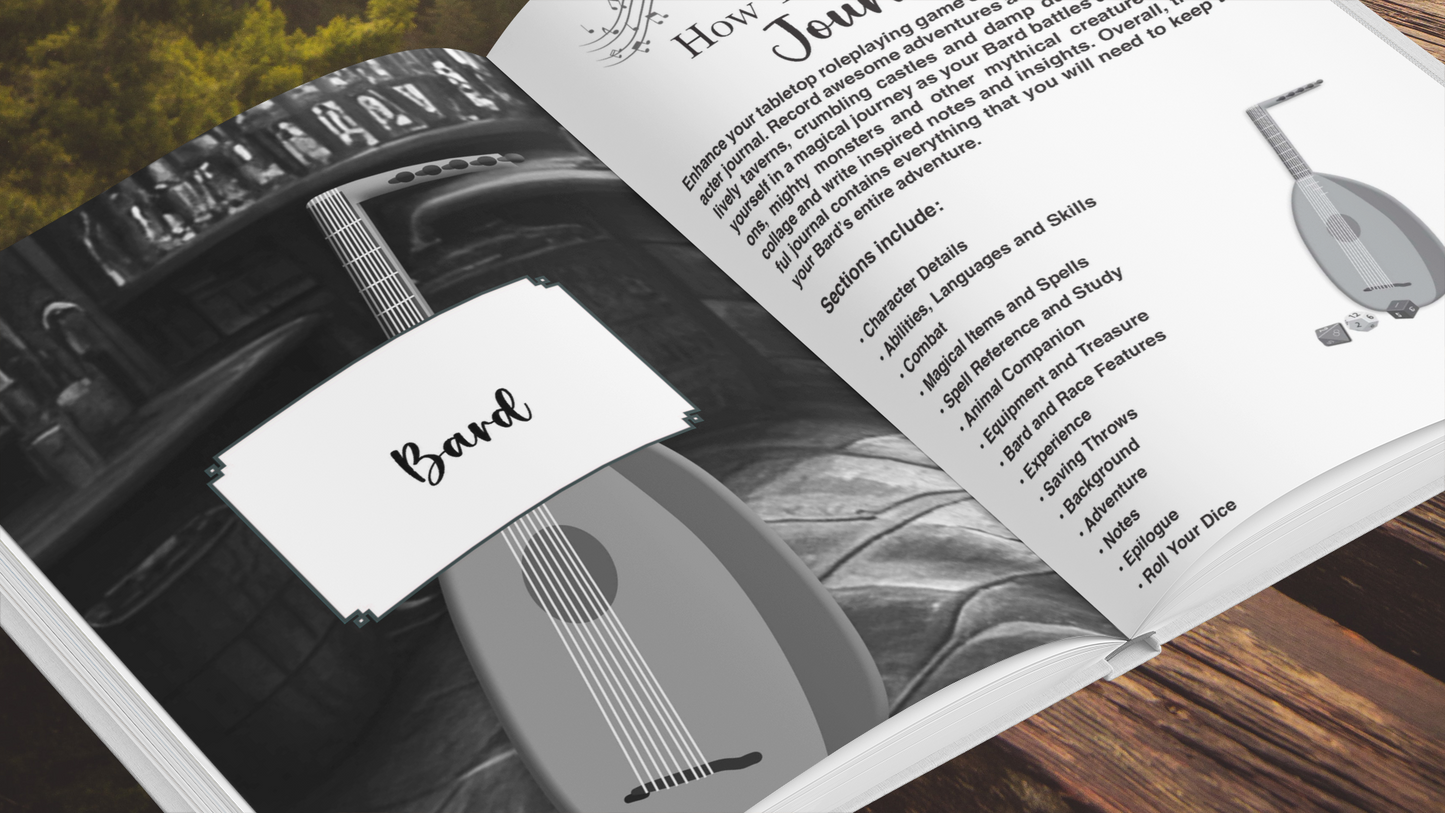 Bard RPG Character Journal - Amazon - Are you a new or experienced RPG player? Tired of using separate character sheets or pieces of paper? Want something more streamlined and permanent? Would you like to capture your Bard’s entire Roleplaying Adventure i