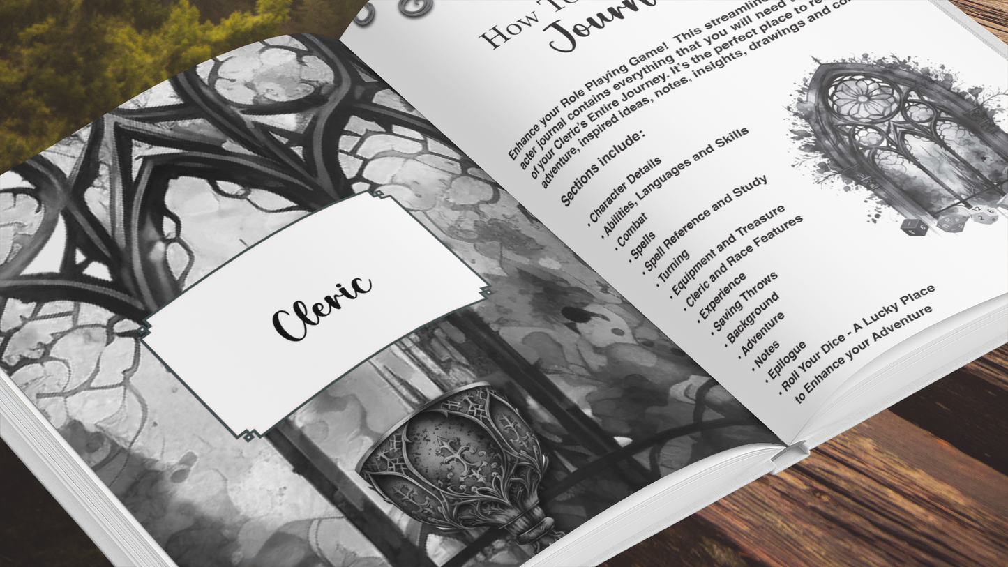 Cleric RPG Character Journal - Amazon - Are you a new or experienced RPG player? Tired of using separate character sheets or pieces of paper? Want something more streamlined and permanent? Would you like to capture your Cleric’s entire Roleplaying Adventu