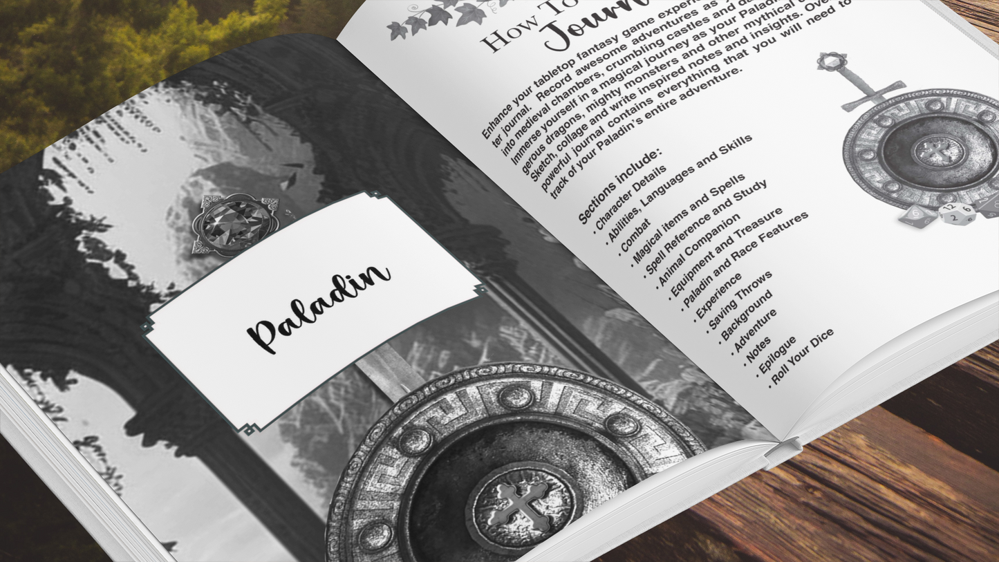 Paladin RPG Character Journal - Amazon - Are you a new or experienced RPG player? Tired of using separate character sheets or pieces of paper? Want something more streamlined and permanent? Would you like to capture your Paladin’s entire Roleplaying Adven