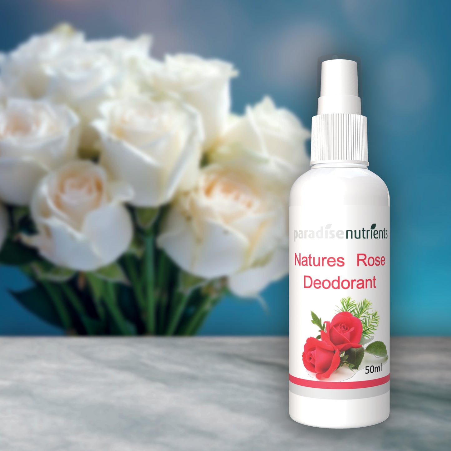 Nature's Rose Deodorant - Paradise Nutrients - Nature's Rose Deodorant blends remarkable plant ingredients - tea tree, roses, lemongrass, clove, citronella, and various fruit and vegetable extracts - to create a natural remedy for perspiration. Nature’s R