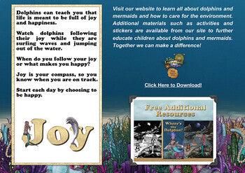 Informative page about dolphin conservation and children's resources, featuring 'Where's the Dolphin? eBook' and educational materials.