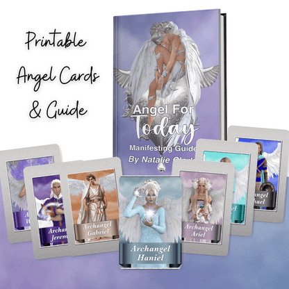 Angel For Today Printable Cards & Manifesting Guide - "In 2016, while meditating in the pool, I was warned that the world was going to become a very dark place. Afterwards, I was surprised to find a white feather on my lap. Since then, it has been my goal