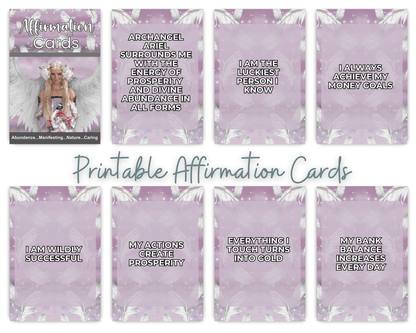 Archangel Ariel Printable Charm Cards - Unlock the power of abundance and manifest your desires with Archangel Ariel Affirmation Cards! Each card in this beautifully crafted collection is a divine reminder of the natural flow of prosperity, healing, and l