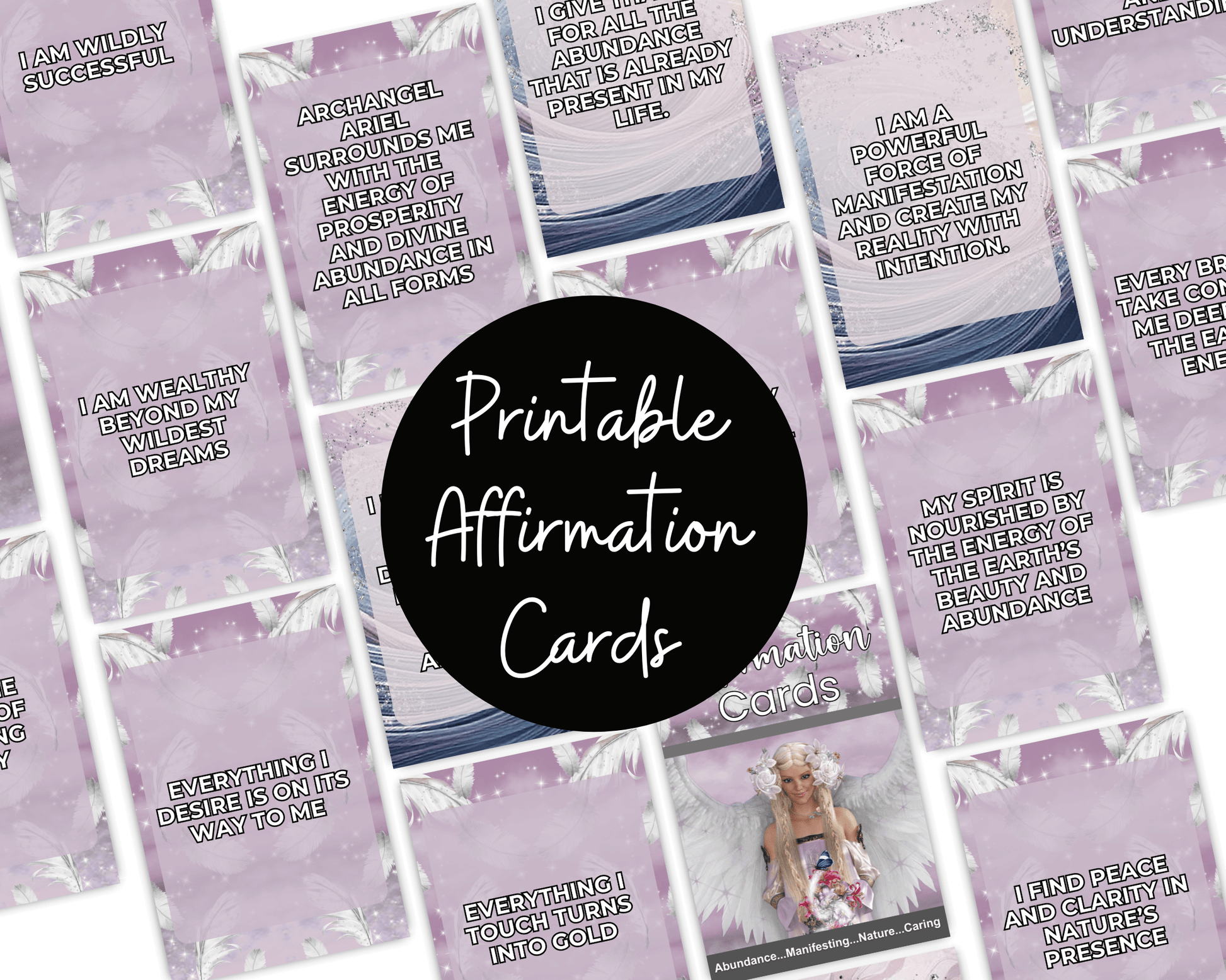 Archangel Ariel Printable Charm Cards - Unlock the power of abundance and manifest your desires with Archangel Ariel Affirmation Cards! Each card in this beautifully crafted collection is a divine reminder of the natural flow of prosperity, healing, and l