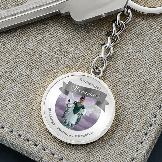Archangel Barachiel - Charm Keychain For Blessings, Good Fortune & Miracles ShineOn Fulfillment