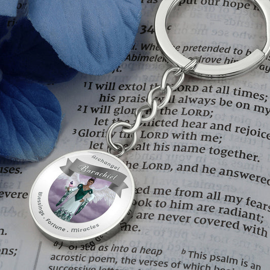 Archangel Barachiel - Charm Keychain For Blessings, Good Fortune & Miracles ShineOn Fulfillment
