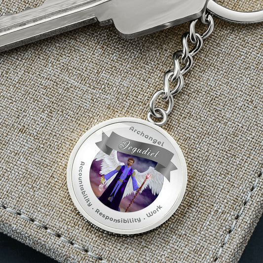 Archangel Jegudiel - Charm Keychain For Accountability, Mercy, Responsibility & Work ShineOn Fulfillment
