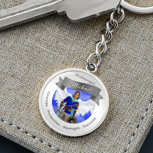 Archangel Michael - Charm Keychain For Courage, Protection, Strength & Success ShineOn Fulfillment