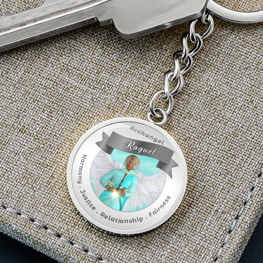 Archangel Raguel - Archangel Charm Keychain For Fairness, Harmony, Justice & Relationships- More Than Charms ShineOn Fulfillment