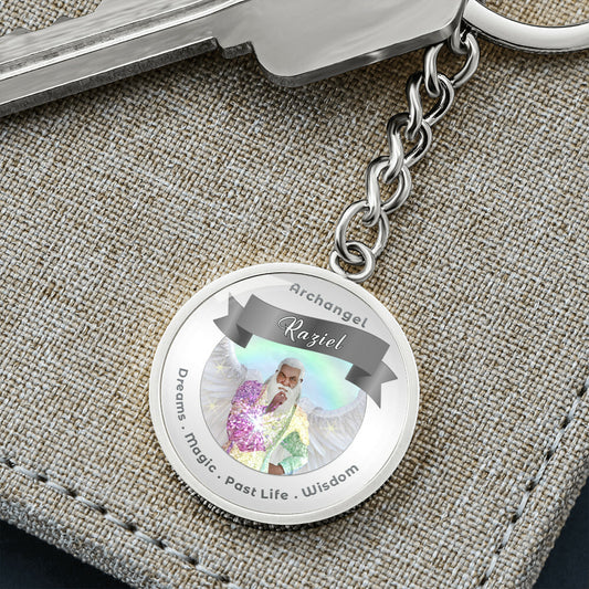 Archangel Raziel - Charm Keychain For Dreams, Magic, Past Life & Wisdom ShineOn Fulfillment