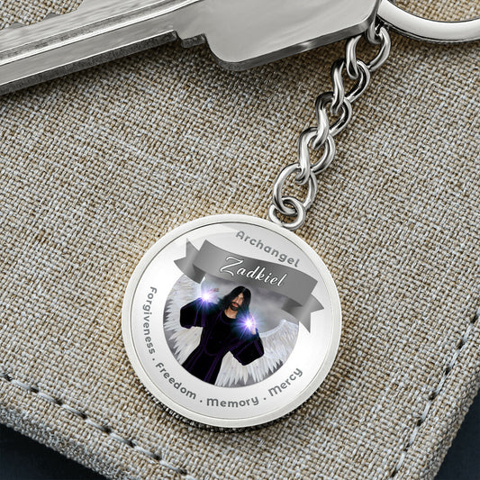 Archangel Zadkiel - Charm Keychain For Freedom, Forgiveness, Memory & Mercy ShineOn Fulfillment