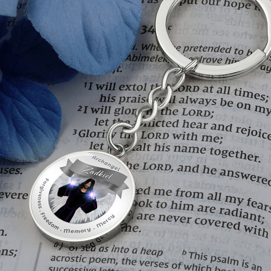 Archangel Zadkiel - Charm Keychain For Freedom, Forgiveness, Memory & Mercy ShineOn Fulfillment