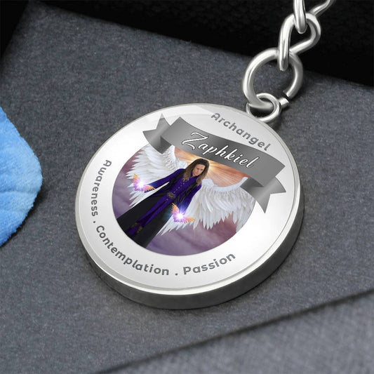 Archangel Zaphkiel - Charm Keychain For Awareness, Contemplation & Passion ShineOn Fulfillment