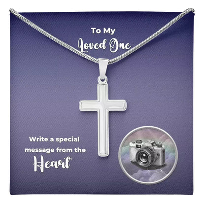 Artisan Cross - Custom Message Card - 🩶 Artisan-crafted Stainless steel Cross – Elevate your everyday with this stunning artisan-crafted stainless steel Cross Necklace. Crafted with precision and intention, this elegant accessory will assist you with con