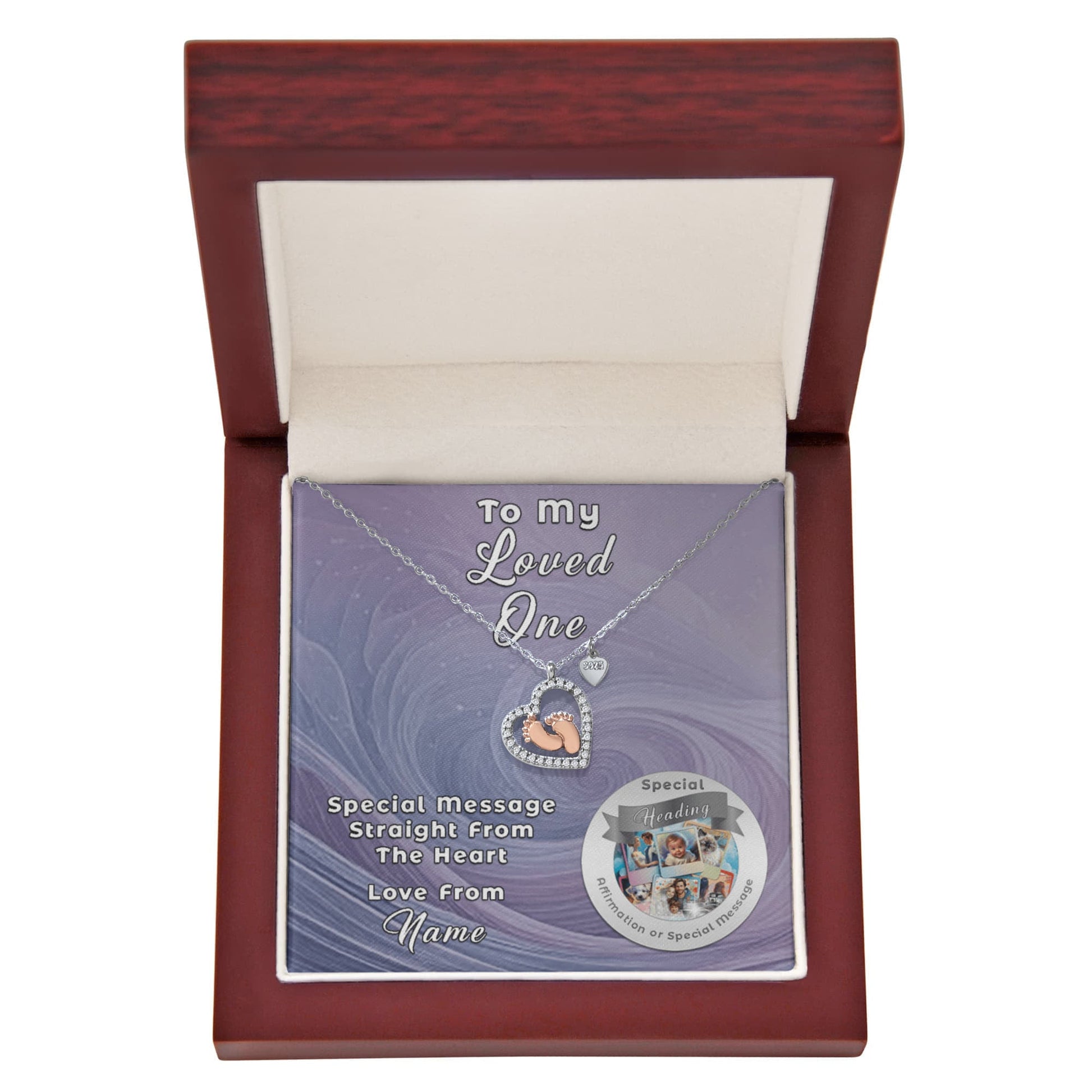 Baby Feet Necklace with Custom Designed Message CardMore Than Charms