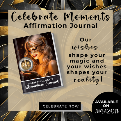 Celebrate Moments Charm Journal - Celebrate Moments Affirmation Journal Celebrate the beauty of life’s special moments and create a life filled with joy, gratitude, and positivity. 🌟✨ This inspiring journal is your dedicated space to reflect on cherished
