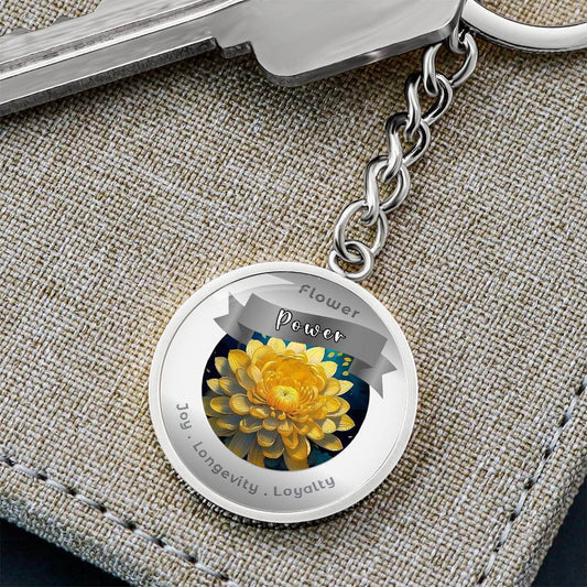 Chrysanthemum- Charm Keychain- More Than Charms - This Luxury Charm Keychain is more than just a keyring — it’s an empowering expression of your dreams, intentions, and personal energy.Featuring an original design with meaningful affirmations, symbols, or