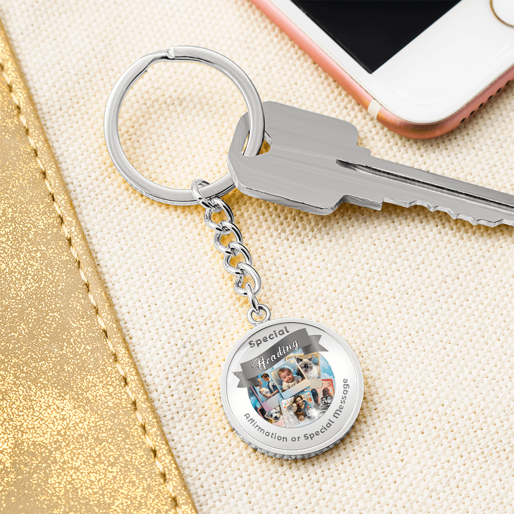Custom Designed Personal Charm Circle Keychain - Design Service ShineOn Fulfillment
