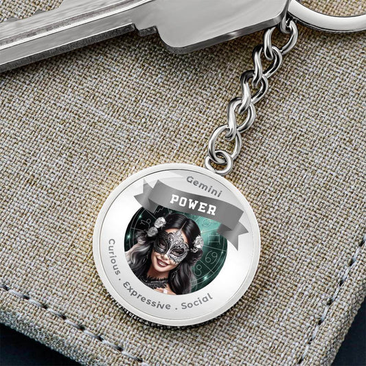 Divine Feminine Gemini - Charm Keychain - This Luxury Charm Keychain is more than just a keyring — it’s an empowering expression of your dreams, intentions, and personal energy.Featuring an original design with meaningful affirmations, symbols, or imagery