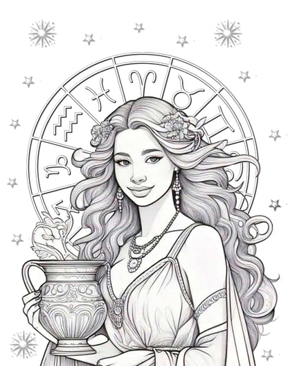 Divine Feminine Zodiac Coloring Book (Amazon Paperback) - The Universe holds a powerful rhythm, and within it, the zodiac serves as a sacred guide to understanding your energy, intentions, and manifesting potential. This Zodiac Coloring Book invites you t