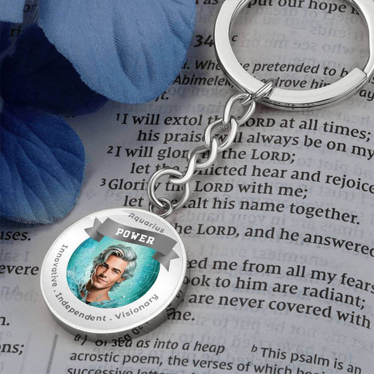 Divine Masculine Aquarius - Charm Keychain - This Luxury Charm Keychain is more than just a keyring — it’s an empowering expression of your dreams, intentions, and personal energy.Featuring an original design with meaningful affirmations, symbols, or imag
