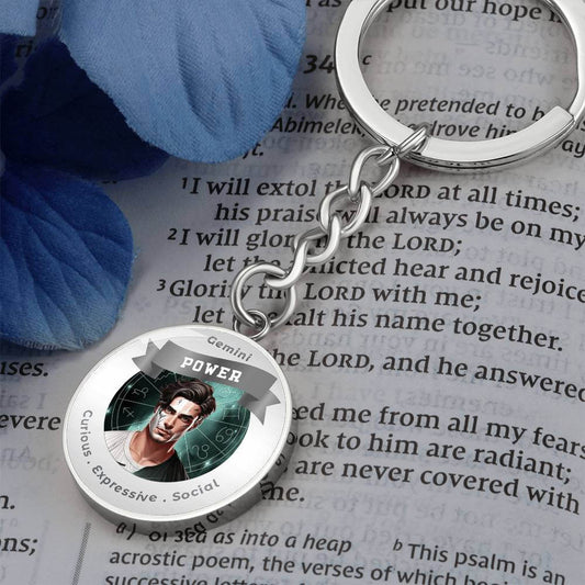 Divine Masculine Gemini - Charm Keychain - This Luxury Charm Keychain is more than just a keyring — it’s an empowering expression of your dreams, intentions, and personal energy.Featuring an original design with meaningful affirmations, symbols, or imager