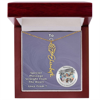 Flower Name Necklace with Custom Designed Message Card ShineOn Fulfillment