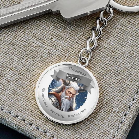 Freyr - Charm Keychain For Abundance Fertility Protection - This Luxury Charm Keychain is more than just a keyring — it’s an empowering expression of your dreams, intentions, and personal energy.Featuring an original design with meaningful affirmations, s