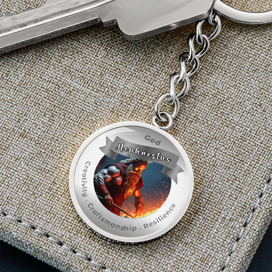 God Hephaestus - Charm Keychain For Creativity Craftsmanship Resilience ShineOn Fulfillment