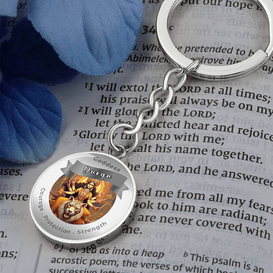 Goddess Durga - Charm Keychain For Courage Protection Strength ShineOn Fulfillment