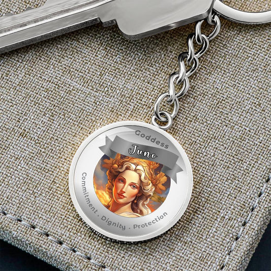 Goddess Juno - Charm Keychain For Commitment Dignity Protection ShineOn Fulfillment